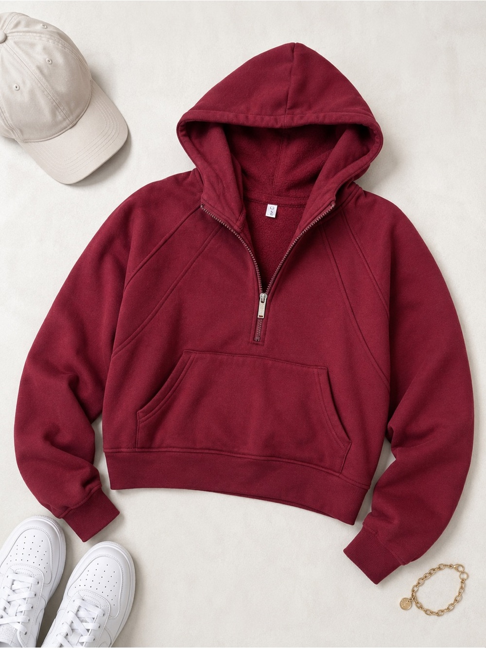 Women's Half-Zip Hooded Sweatshirt Quarter Zip Hoodie Pull Over Jacket Small